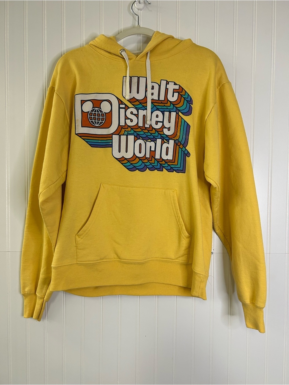 Walt Disney World Hoodie Butter Yellow Disney Parks Retro Graphic Size Small